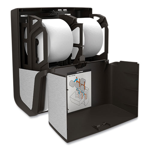 Coastwide Professional™ J-Series Quad Bath Tissue Dispenser, 13.52 x 7.51 x 14.66, Black Metallic