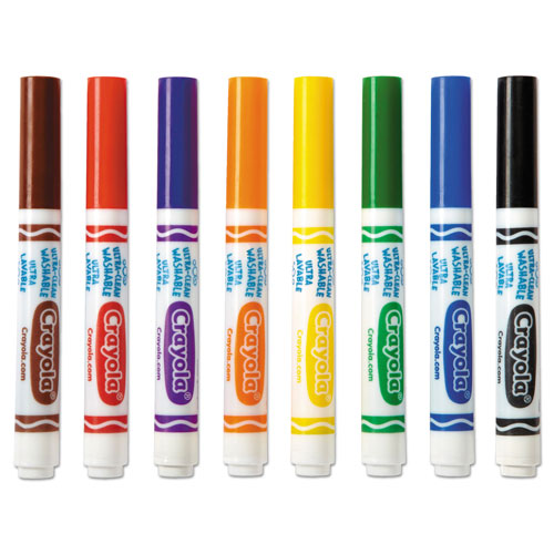 Crayola Ultra-Clean Washable Markers, Broad Bullet Tip, Classic Colors, 8/Pack