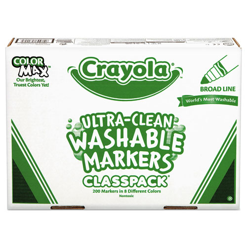 Crayola Ultra-Clean Washable Marker Classpack, Broad Bullet Tip, Assorted Colors, 200/Box