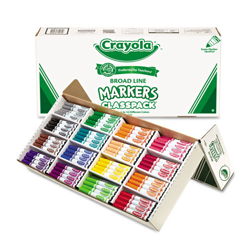 Crayola Non-Washable Marker, Broad Bullet Tip, Assorted Colors, 256/Box