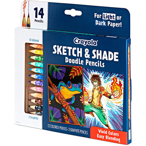 Crayola Sketch & Shade Doodle Pencils - 2H, HB Lead - Graphite Lead - Multicolor Barrel - 14 / Pack