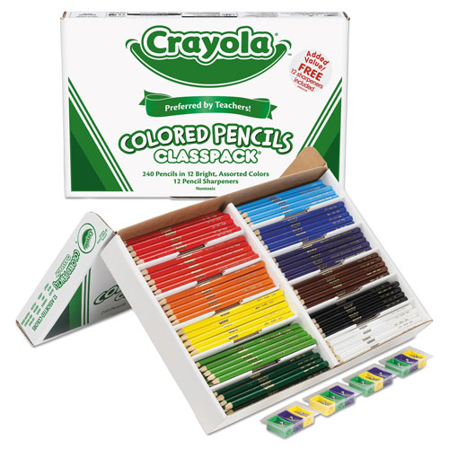 Crayola Color Pencil Classpack Set, 3.3 mm, 2B (#1), Assorted Lead/Barrel Colors, 252/Box