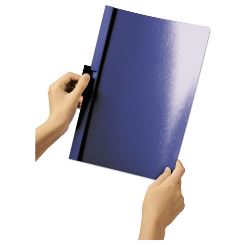 Durable Vinyl DuraClip Report Cover w/Clip, Letter, Holds 60 Pages, Clear/Navy, 25/Box