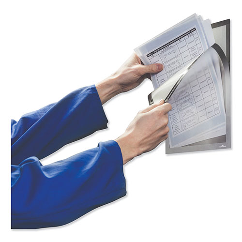 Durable Office DuraClip® DURAFRAME Magnetic Plus Sign Holder, 8.5 x 11, Silver Frame, 2/Pack