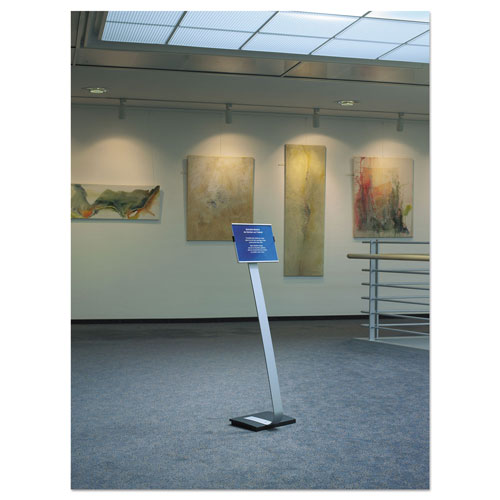 Durable Info Sign Duo Floor Stand, Letter-Size Inserts, 15 x 46 1/2, Clear