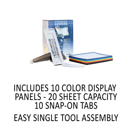 Durable SHERPA Desk Reference System, 10 Panels, 10 x 5 5/8 x 13 7/8, Assorted Borders