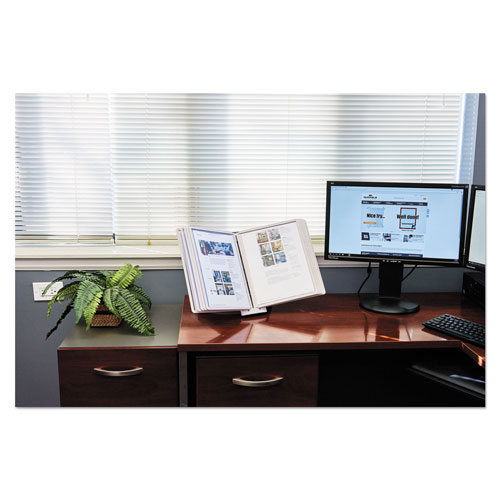 Durable SHERPA Desk Reference System, 10 Panels, 10 x 5 7/8 x 13 1/2, Gray Borders