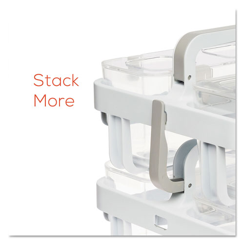 Deflecto Stackable Caddy Organizer w/ S, M & L Containers, White Caddy, Clear Containers
