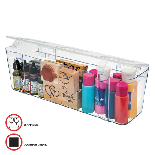 Deflecto Stackable Caddy Organizer Containers, Large, Clear