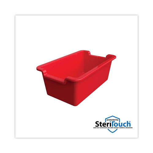 Deflecto Antimicrobial Rectangle Storage Bin, Red