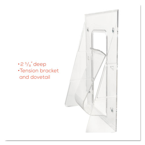 Deflecto Stand-Tall Wall-Mount Literature Rack, Leaflet, 4.56w x 3.25d x 11.88h, Clear