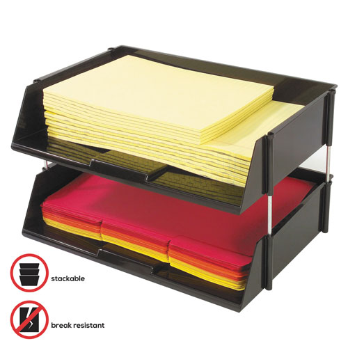 Deflecto Industrial Tray Side-Load Stacking Tray Set, 2 Sections, Letter to Legal Size Files, 16.38