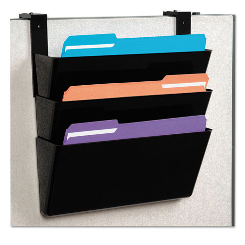 Deflecto DocuPocket Stackable Three-Pocket Partition Wall File, Letter, 13 x 4 x 7, Black