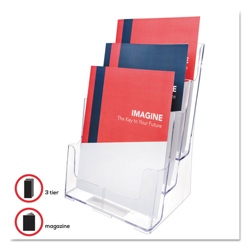 Deflecto 3-Compartment DocuHolder, Magazine Size, 9.5w x 6.25d x 12.63, Clear