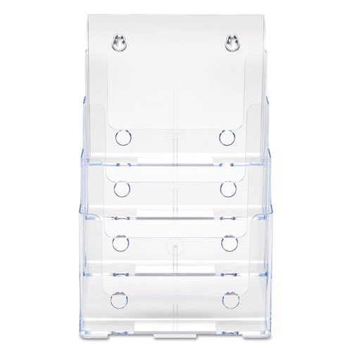 Deflecto 4-Compartment DocuHolder, Magazine Size, 9.38w x 7d x 13.63h, Clear
