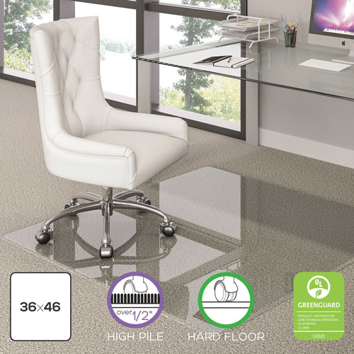 Deflecto Premium Glass All Day Use Chair Mat - All Floor Types, 36 x 46, Rectangular, Clear