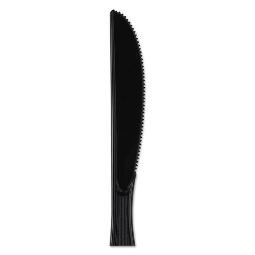 Dixie Plastic Cutlery, Heavy Mediumweight Knives, Black, 1000/Carton