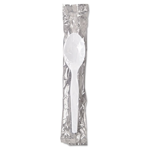 Dixie Individually Wrapped Polystyrene Cutlery, Teaspoons, White, 1,000/Carton