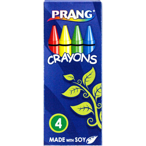 Prang Crayons, Green, Red, Yellow, Blue, 4/Pack