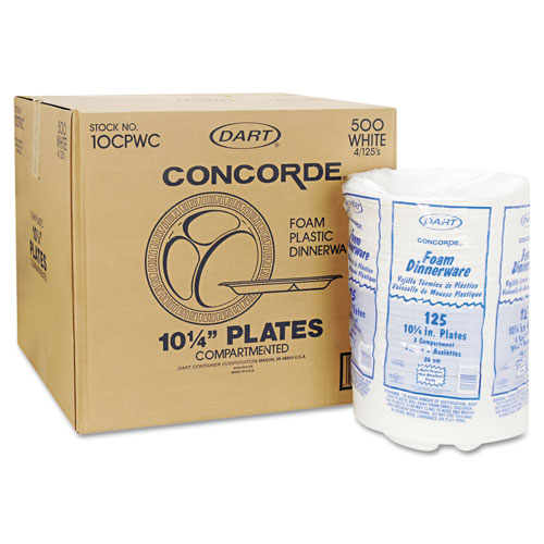 Dart Concorde Foam Plate, Compartmented, 10 1/4