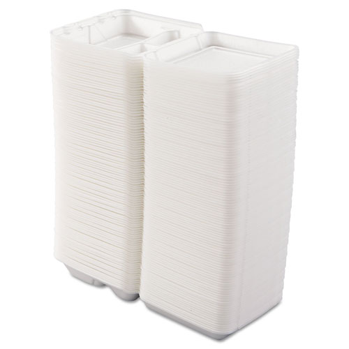 Dart Carryout Food Container, Foam, 3-Comp, White, 8 x 7 1/2 x 2 3/10, 200/Carton