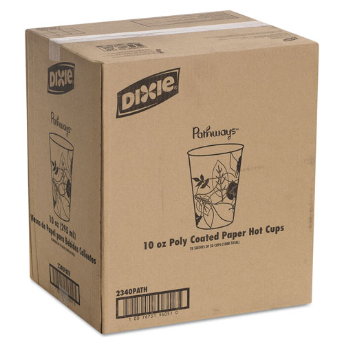 Dixie Pathways Paper Hot Cups, 10 oz, 1000/Carton