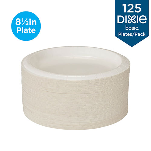 Dixie Basic Paper Dinnerware, Plates, White, 8.5