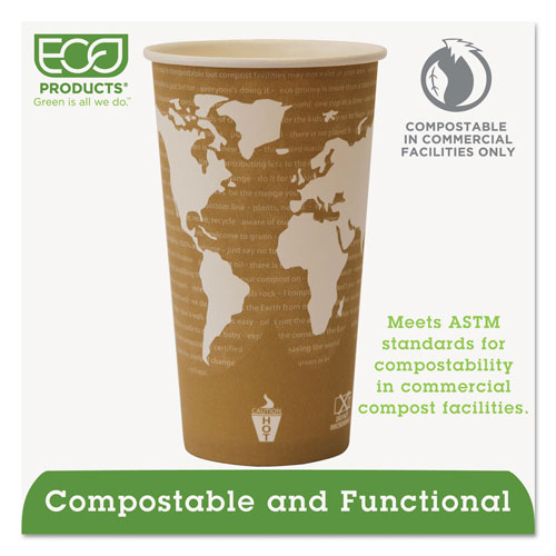 Eco-Products World Art Renewable Compostable Hot Cups, 20 oz., 50/PK, 20 PK/CT