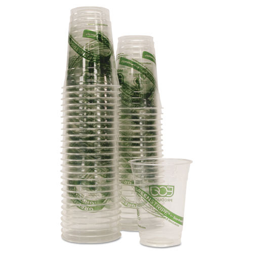 Eco-Products GreenStripe Renewable/Compostable Cold Cups Convenience Pack, 16oz, 50/PK