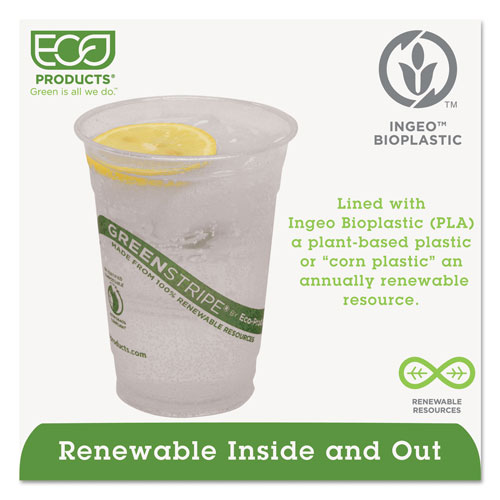Eco-Products GreenStripe Renewable & Compostable Cold Cups - 16oz., 50/PK, 20 PK/CT