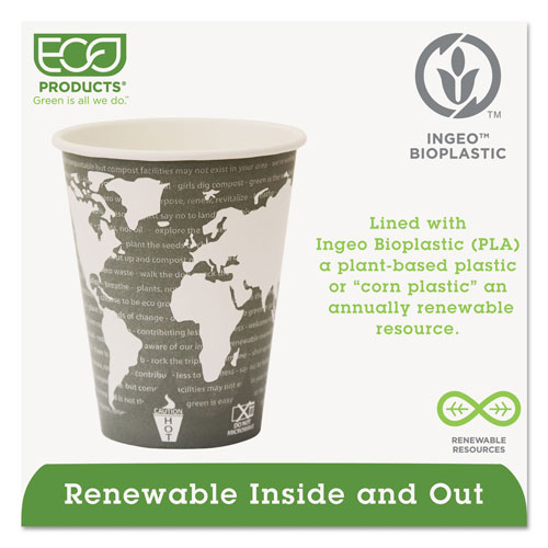 Eco-Products World Art Renewable Compostable Hot Cups, 12 oz., 50/PK, 20 PK/CT