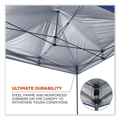 Ergodyne Shax 6000 Heavy-Duty Pop-Up Tent, Single Skin, 10 ft x 10 ft, Polyester/Steel, Blue