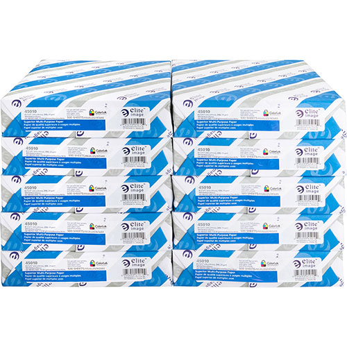 Elite Image White Multipurpose Paper, 8 1/2 x 11 (Letter), 96 Bright, 20 lb, 500 Sheets Per Ream, Case of 10 Reams