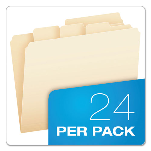 Pendaflex Divide It Up File Folders, 1/2-Cut Tabs, Letter Size, Manila, 24/Pack