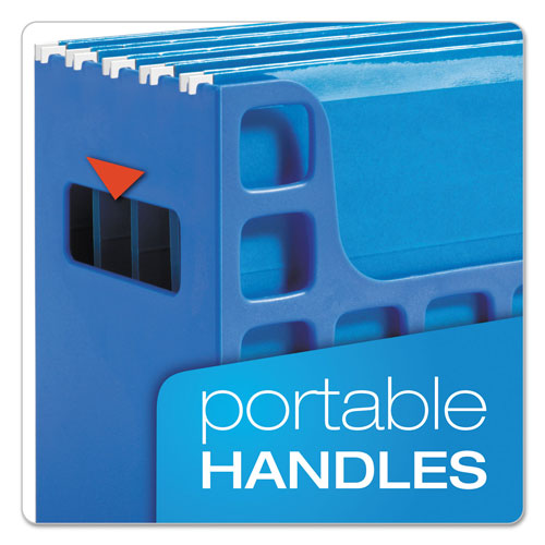 Pendaflex Desktop File w/Hanging Folders, Letter, Plastic, 12 1/4 x 6 x 9 1/2, Blue