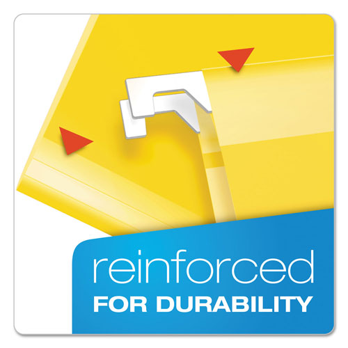 Pendaflex Extra Capacity Reinforced Hanging File Folders with Box Bottom, Letter Size, 1/5-Cut Tab, Yellow, 25/Box