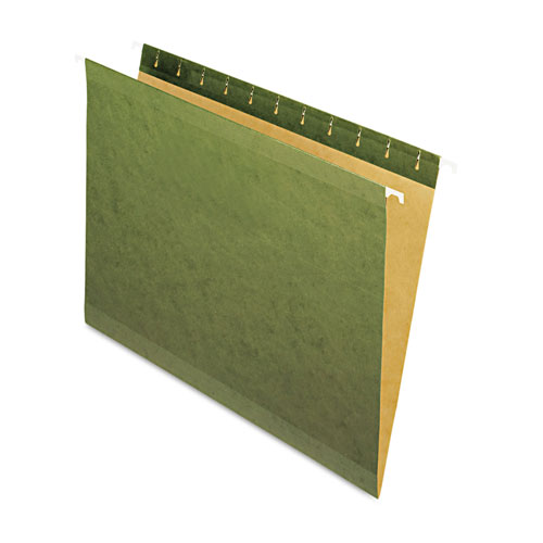 Pendaflex Reinforced Hanging File Folders, Letter Size, Straight Tab, Standard Green, 25/Box