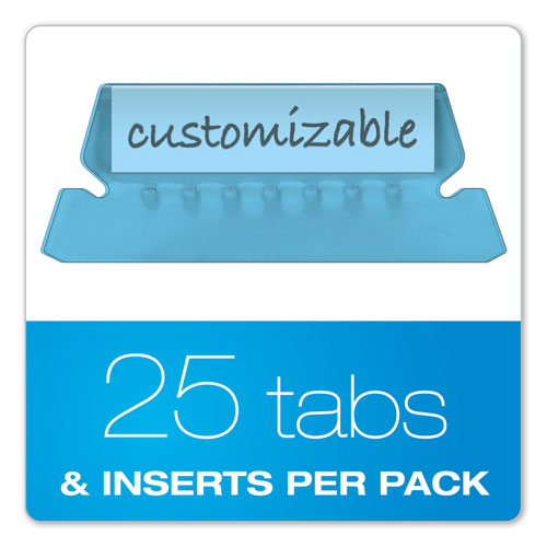 Pendaflex Transparent Colored Tabs For Hanging File Folders, 1/5-Cut Tabs, Blue, 2