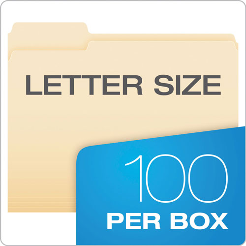 Pendaflex Manila File Folders, 1/3-Cut Tabs, Left Position, Left Position, Letter Size, 100/Box