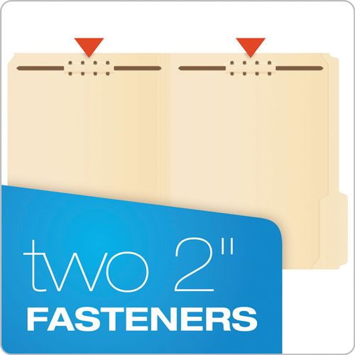 Pendaflex Manila Folders with Two Fasteners, 1/3-Cut Tabs, Letter Size, 50/Box