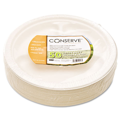 Baumgarten's Disposable 10.5" Paper Plates, White, Pack of 50