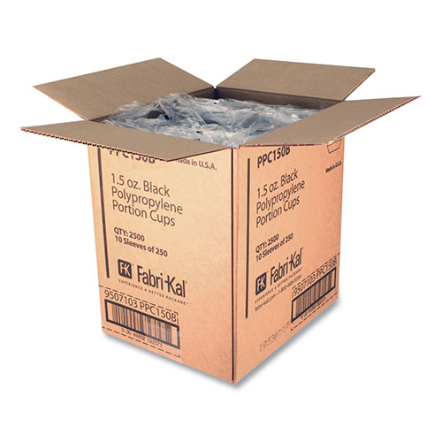 Fabri-Kal Portion Cups, 1.5 oz, Black, 250/Sleeve, 10 Sleeves/Carton