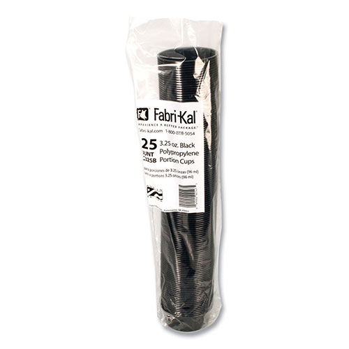 Fabri-Kal Portion Cups, 3.25 oz, Black, 250/Sleeve, 10 Sleeves/Carton