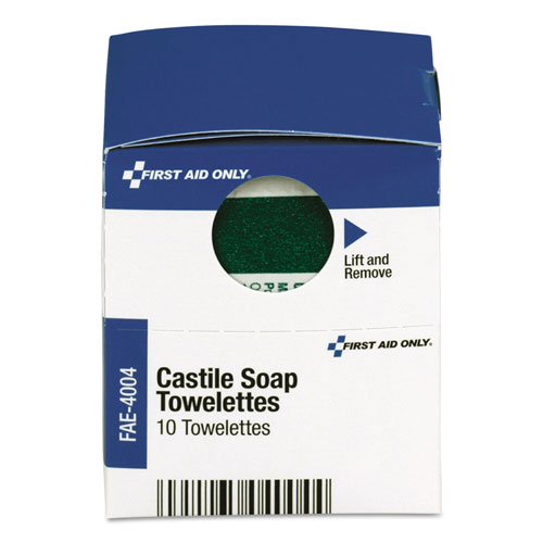 First Aid Only SmartCompliance Castile Soap Towelettes, 10/Box