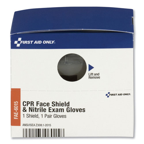 First Aid Only SmartCompliance Rescue Breather Face Shield with 2 Nitrile Exam Gloves
