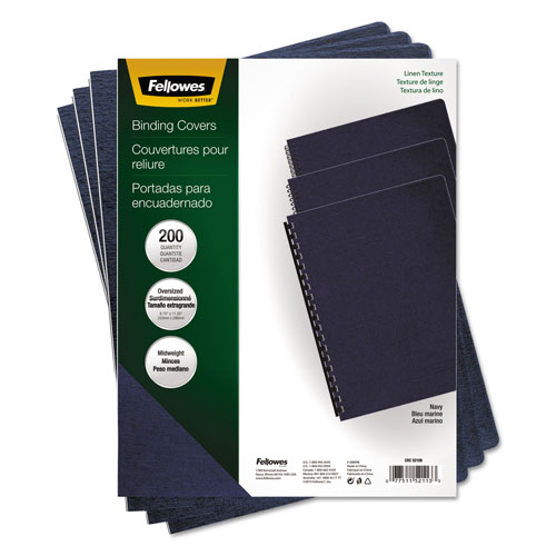 Fellowes Linen Texture Binding System Covers, 11 x 8-1/2, Navy, 200/Pack