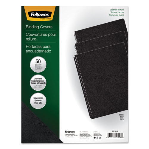 Fellowes Executive Leather-Like Presentation Cover, Round, 11-1/4 x 8-3/4, Black, 50/PK
