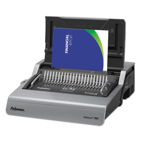 Fellowes Galaxy 500 Electric Comb Binding System, 500 Sheets, 19 5/8x17 3/4x6 1/2, Gray
