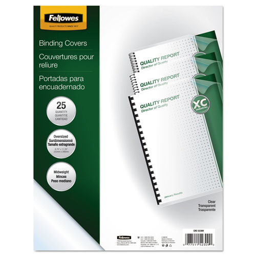 Fellowes Crystals Presentation Covers with Round Corners, 11 1/4 x 8 3/4, Clear, 25/Pack