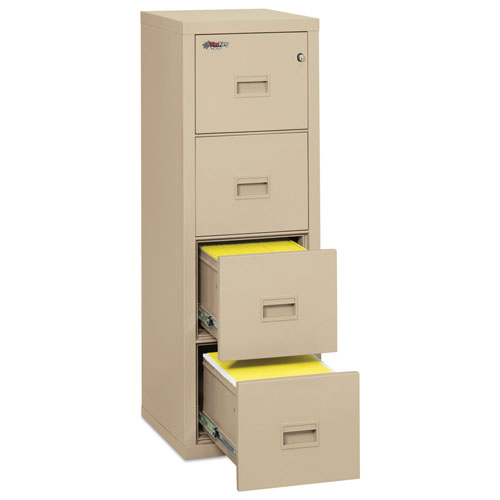 Fireking Turtle Four-Drawer File, 17.75w x 22.13d x 52.75h, UL Listed 350° for Fire, Parchment